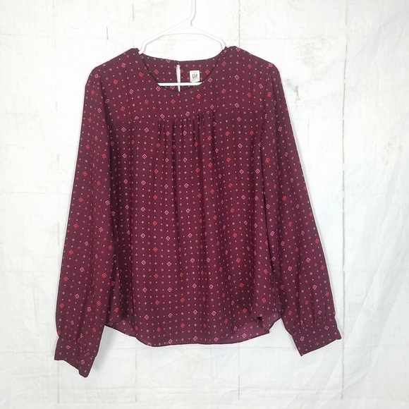 Gap printed long long sleeve blouse size large - Picture 2 of 9